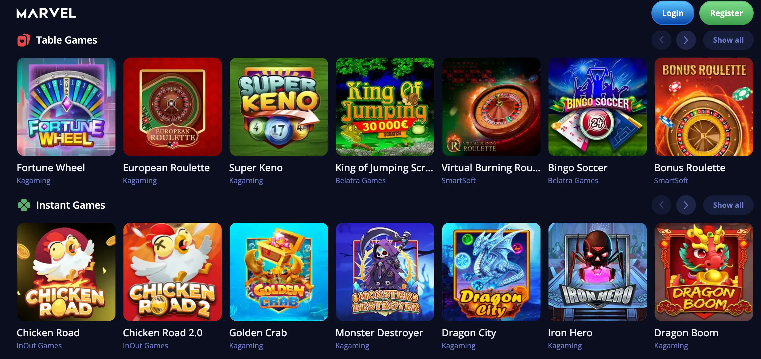 Marvel Casino - Biblioteka gier slotów i kasyna na żywo